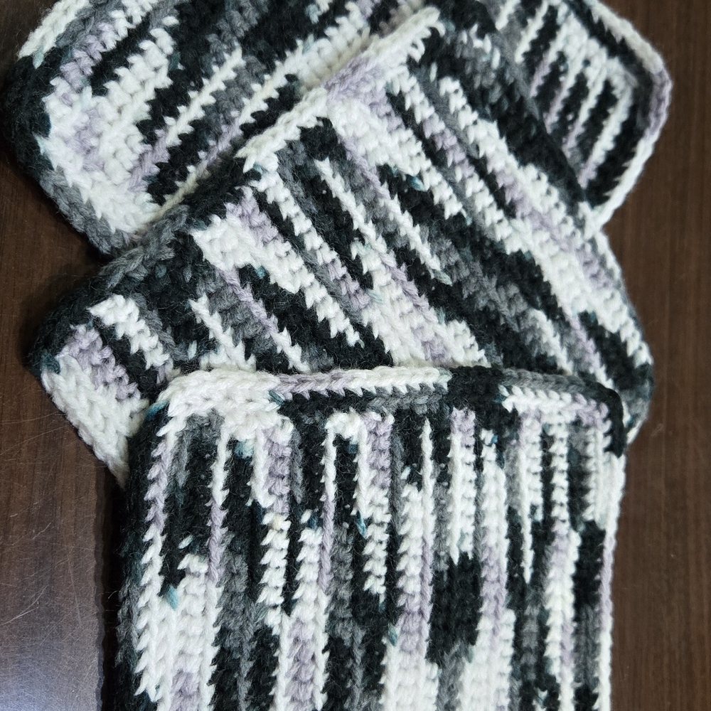 Handmade Crocheted Dishcloths - Black, White & Gray